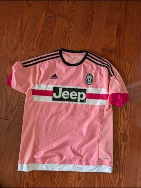 Vintage Rare Adidas Juventus Pink Jeep Logo Soccer Jersey